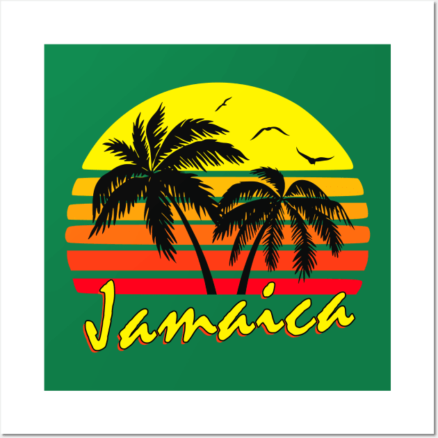 Jamaica Retro Sunset Wall Art by Nerd_art